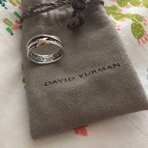 David Yurman silver & 18K gold X crossover ring